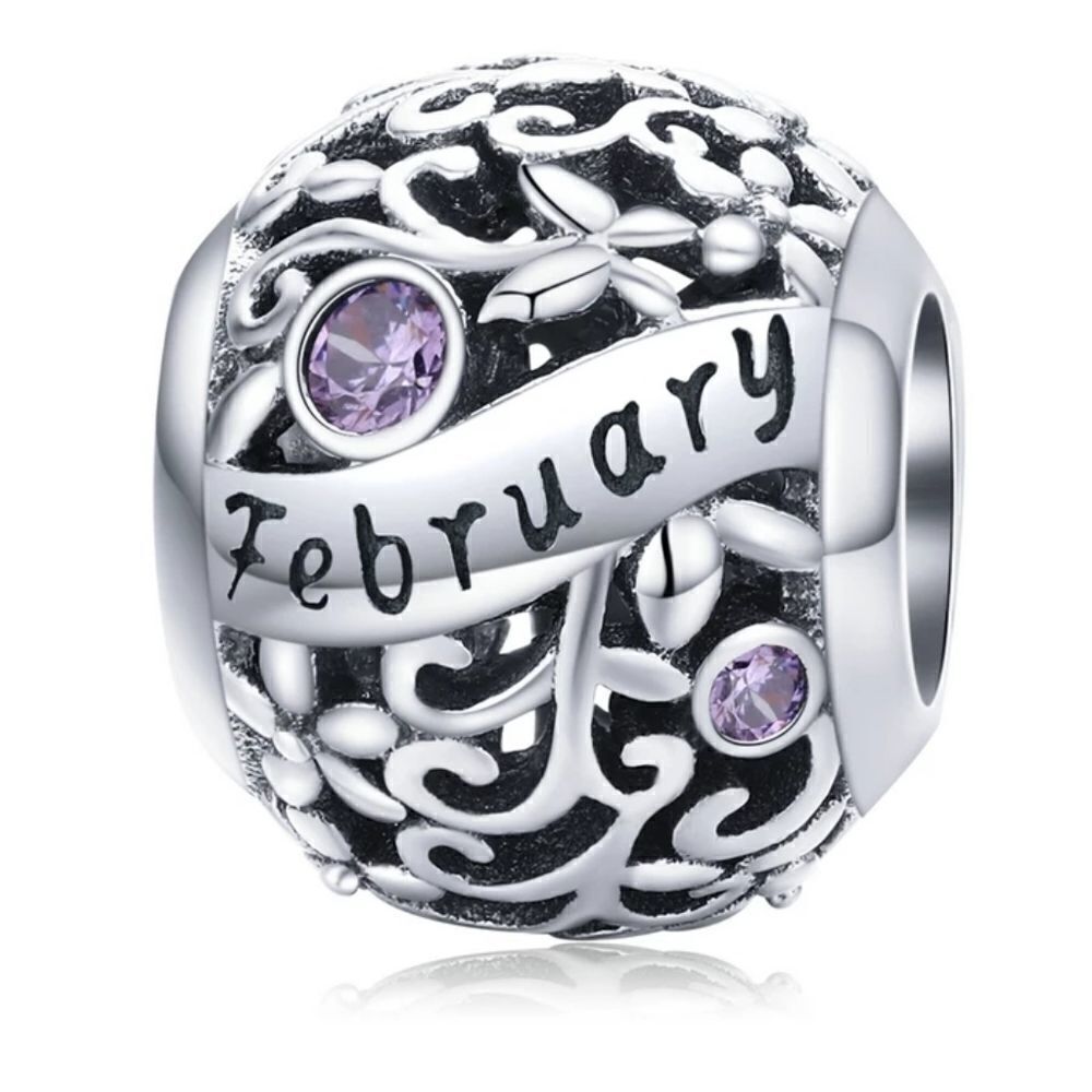 925 Silver February Birthstone Charm
